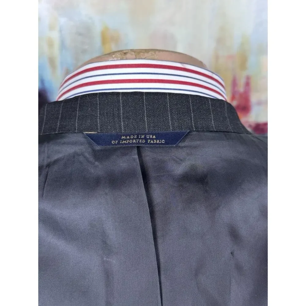 Brooks Brothers Mens Charcoal Gray Pinstripe 2 Piece Suit 40R Pant 35/29